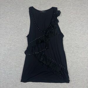 Black Ruffled Tank Top